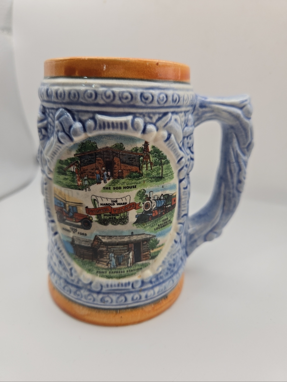 Vintage Pioneer Village Minden Nebraska Mug  Ceramic Western Train Wagon Cup